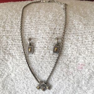 Brighton two tone earrings and necklace set
